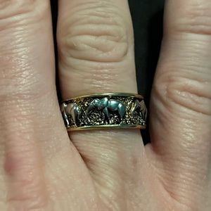 Silver and gold elephant ring